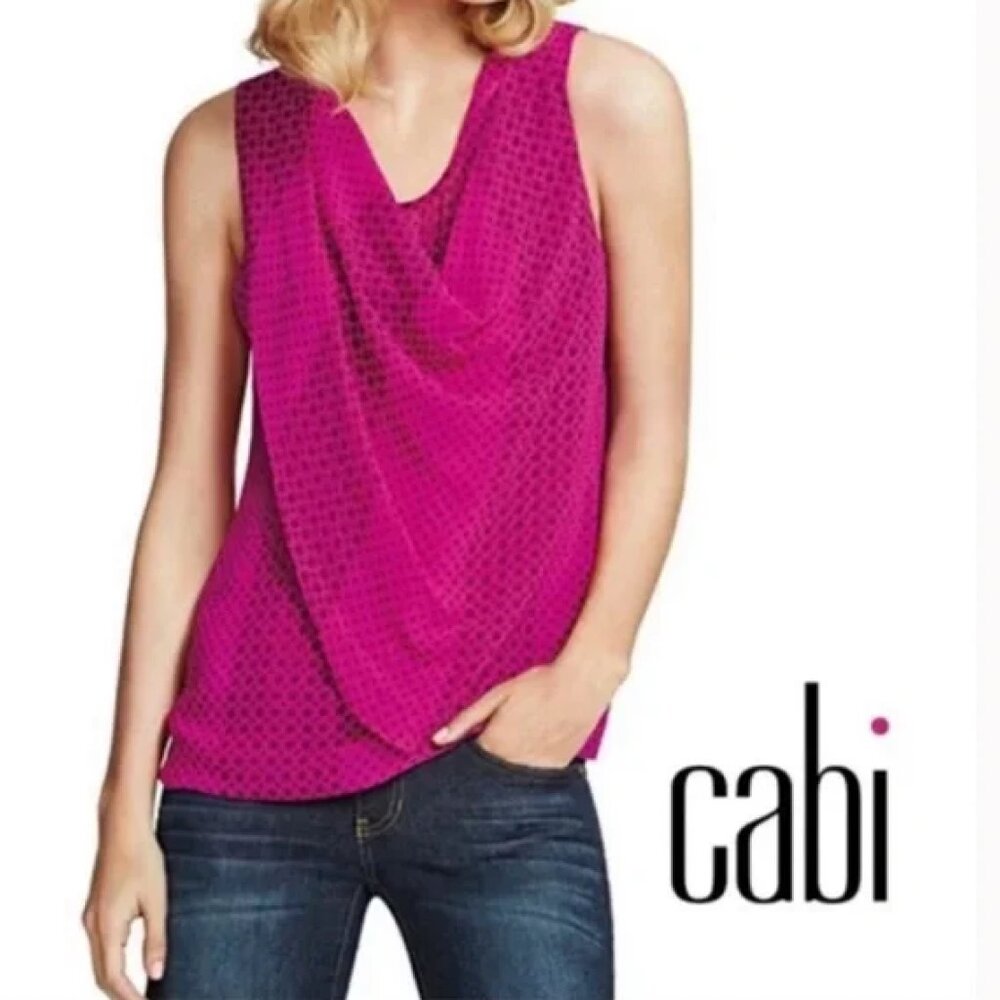 CAbi Fuchsia Sleeveless, criss-cross front blouse - M